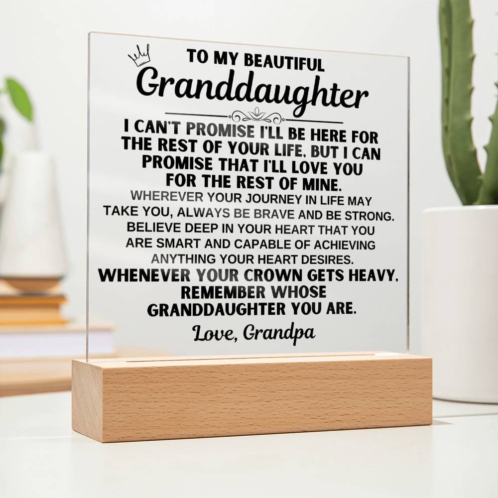 To My Granddaughter - Love Grandpa - LED-Lit Acrylic Plaque - AC26