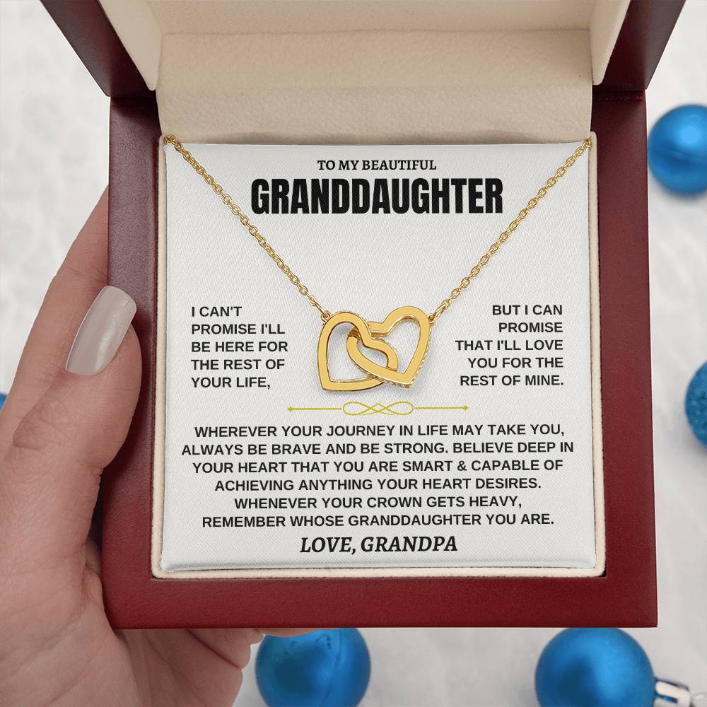 To My Granddaughter - Personalized 18k Yellow Gold Interlocked Hearts Gift Set - SS117