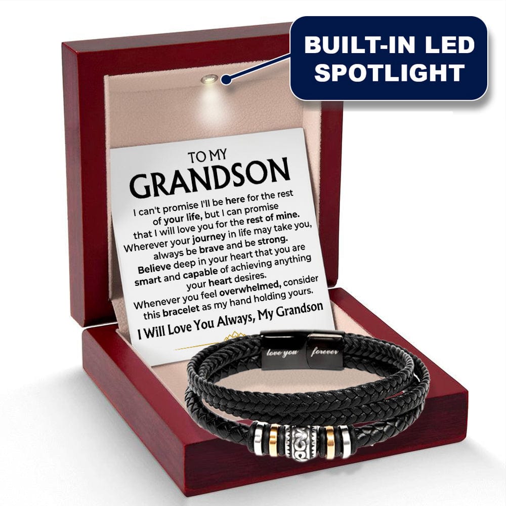 To My Grandson | Braided Leather Bracelet Gift Set - SS585