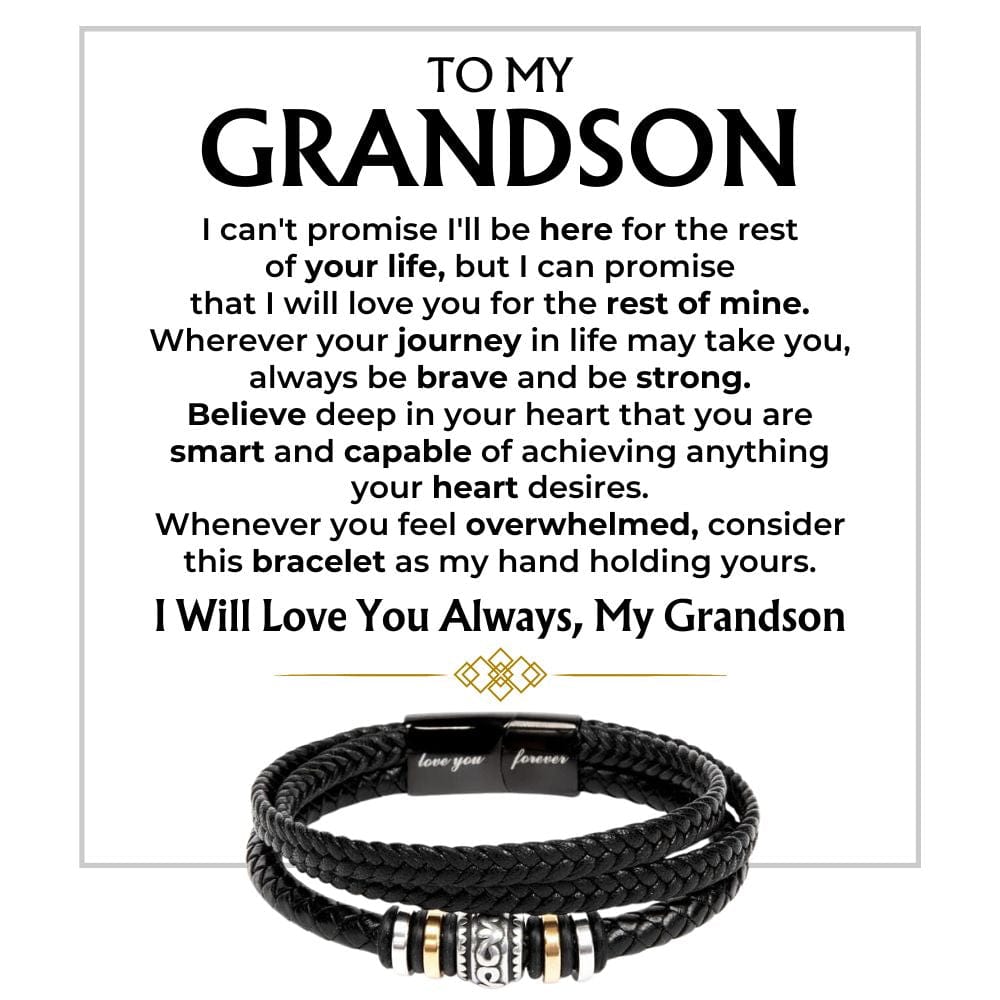 To My Grandson | Braided Leather Bracelet Gift Set - SS585