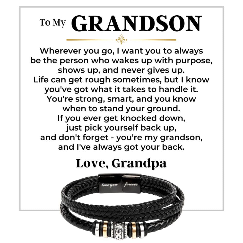 To My Grandson | Braided Leather Bracelet Gift Set - SS611
