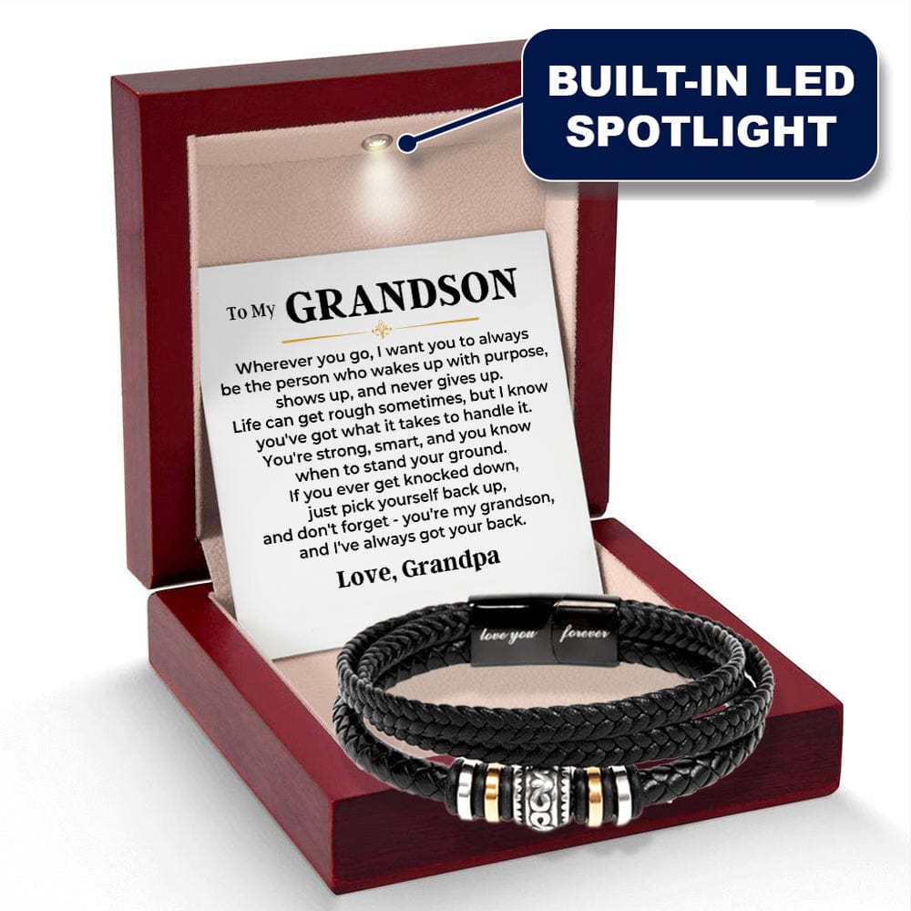 To My Grandson | Braided Leather Bracelet Gift Set - SS611