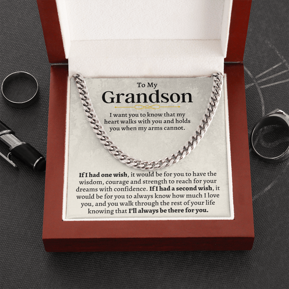 To My Grandson - Cuban Link Chain Gift Set - SS160