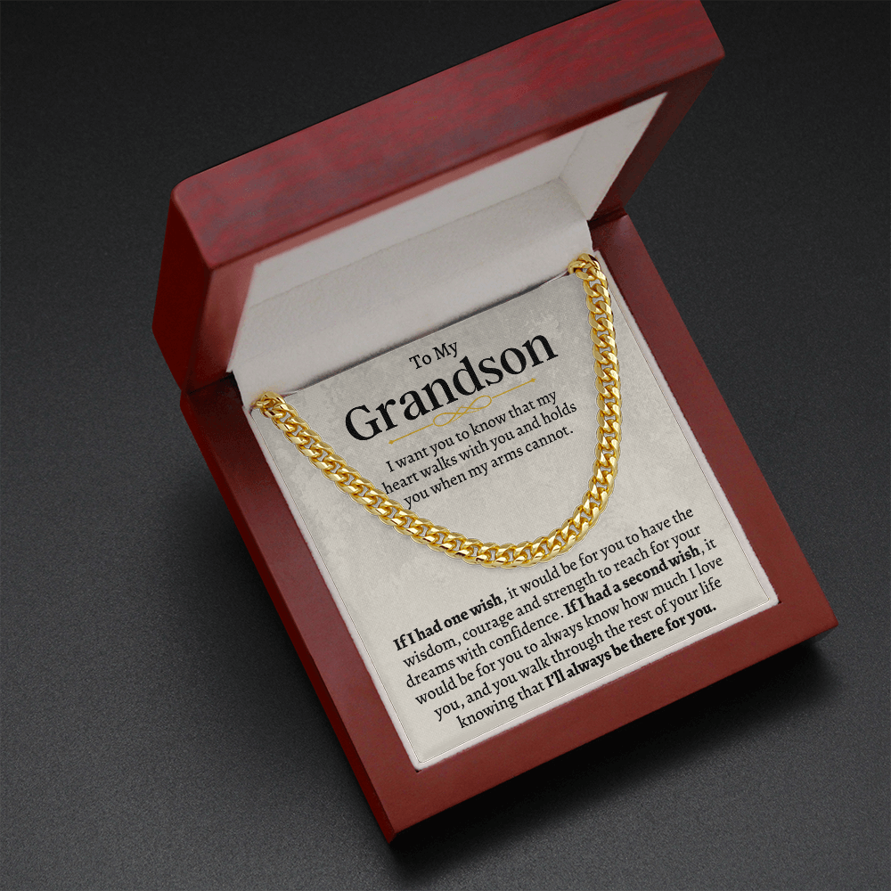 To My Grandson - Cuban Link Chain Gift Set - SS160