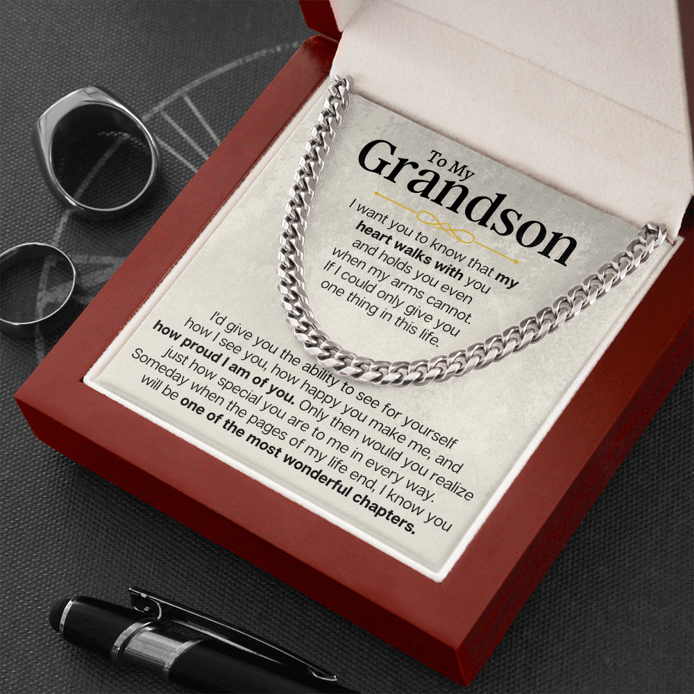 To My Grandson - Cuban Link Chain Gift Set - SS161