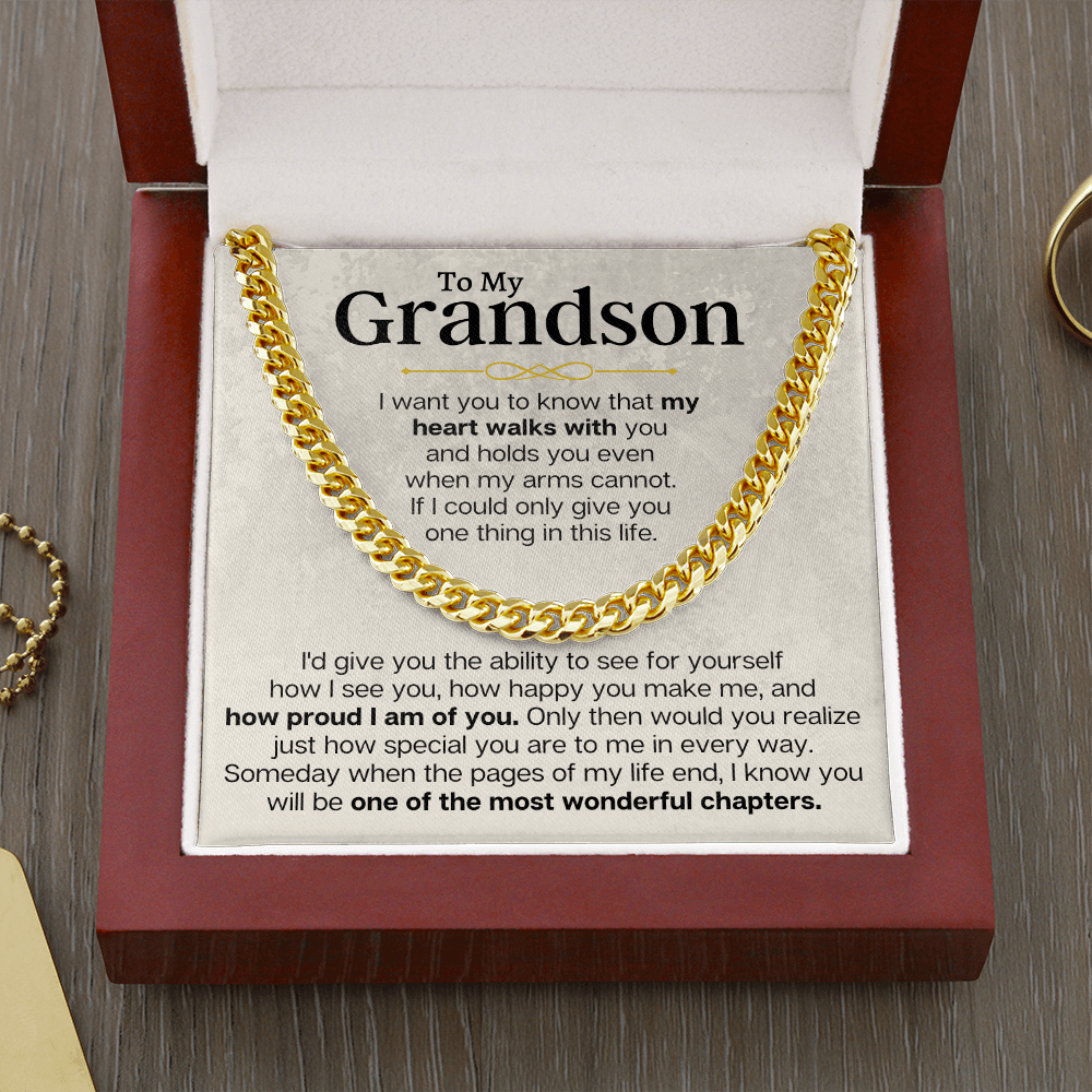 To My Grandson - Cuban Link Chain Gift Set - SS161
