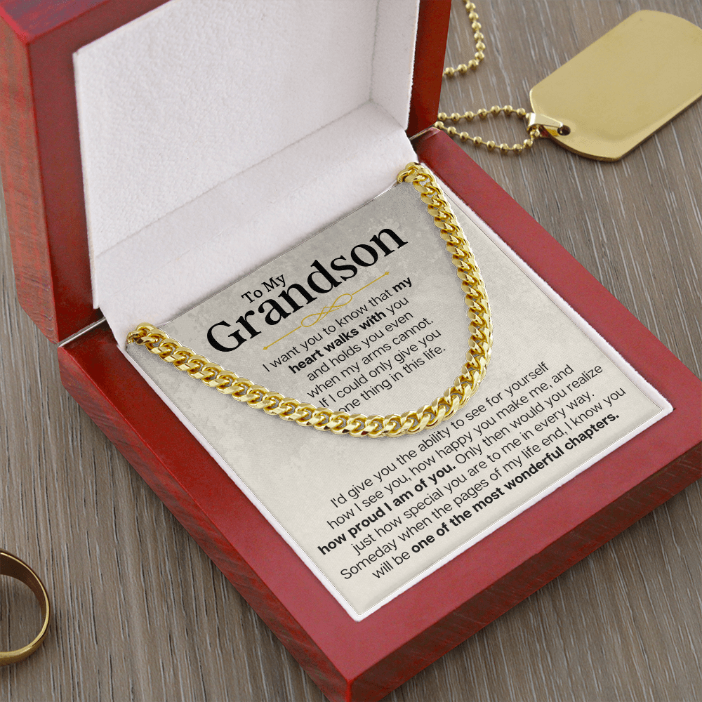 To My Grandson - Cuban Link Chain Gift Set - SS161