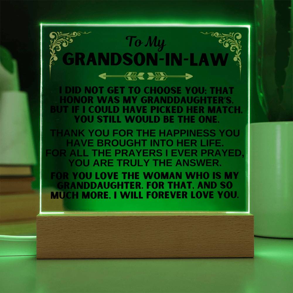 To My Grandson-in-Law - LED-Lit Acrylic Plaque - AC31