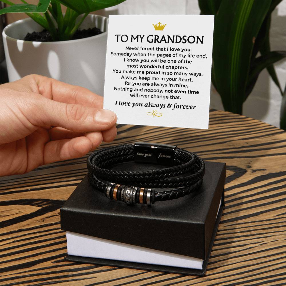To My Grandson | Love You Forever | Braided Bracelet Gift Set - SS582