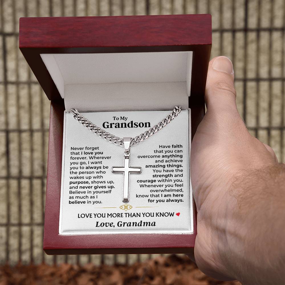 To My Grandson - Love You More Than You Know - Artisan Cross Gift Set - SS604GS