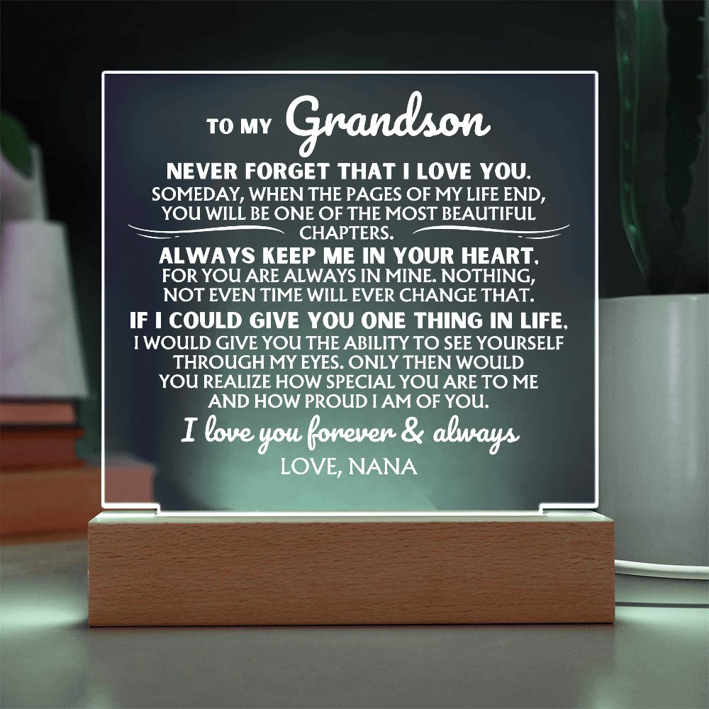 To My Grandson - Personalized Sign-Off - Acrylic LED Lamp ❤️ - AC44GSV2