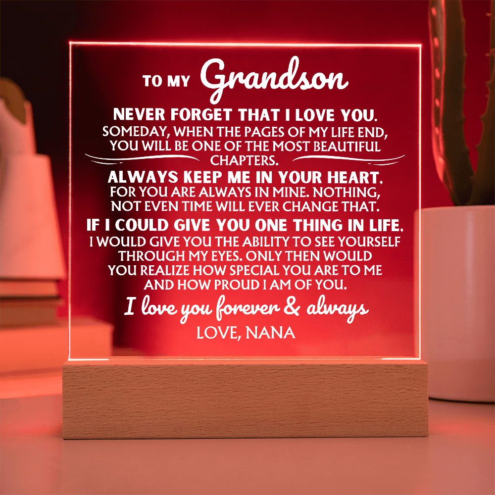 To My Grandson - Personalized Sign-Off - Acrylic LED Lamp ❤️ - AC44GSV2