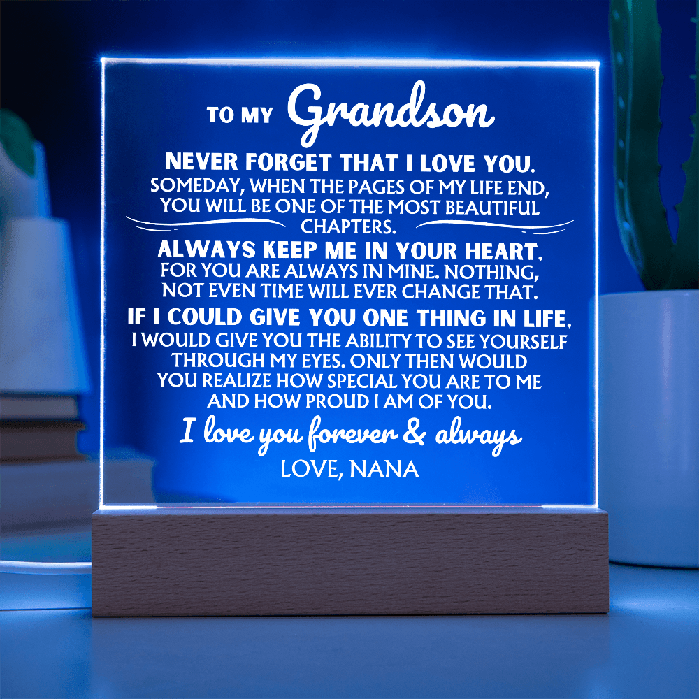To My Grandson - Personalized Sign-Off - Acrylic LED Lamp ❤️ - AC44GSV2