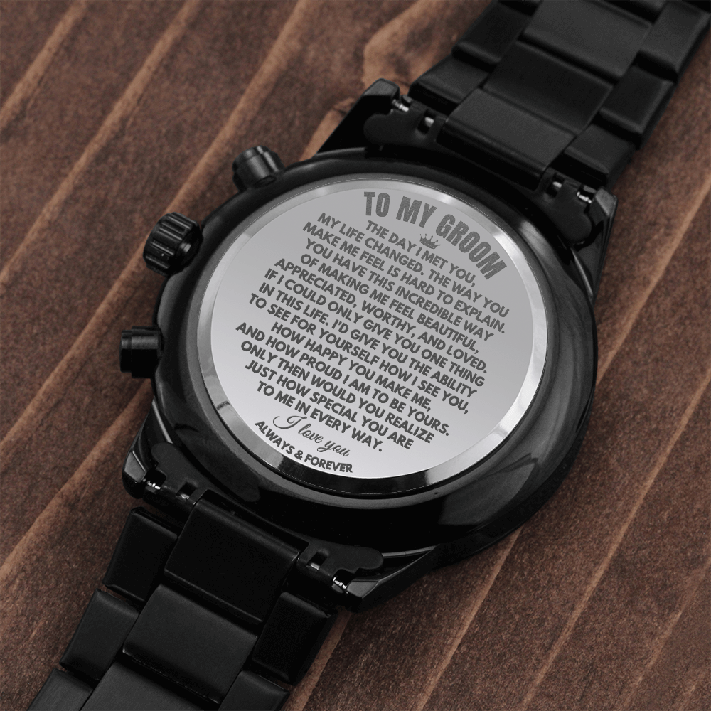 To My Groom - Engraved Premium Watch - SS166-GR