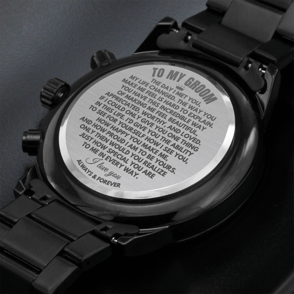 To My Groom - Engraved Premium Watch - SS166-GR