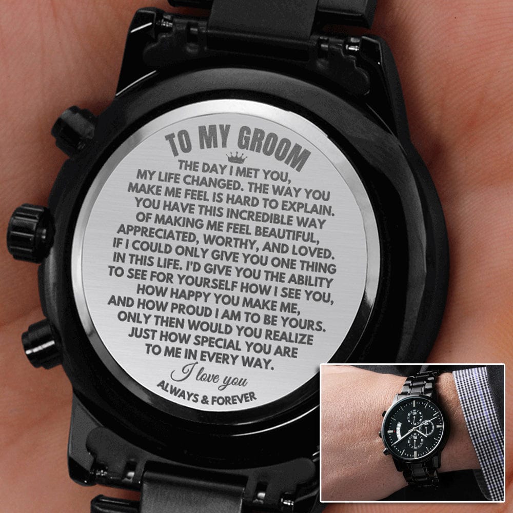 To My Groom - Engraved Premium Watch - SS166-GR