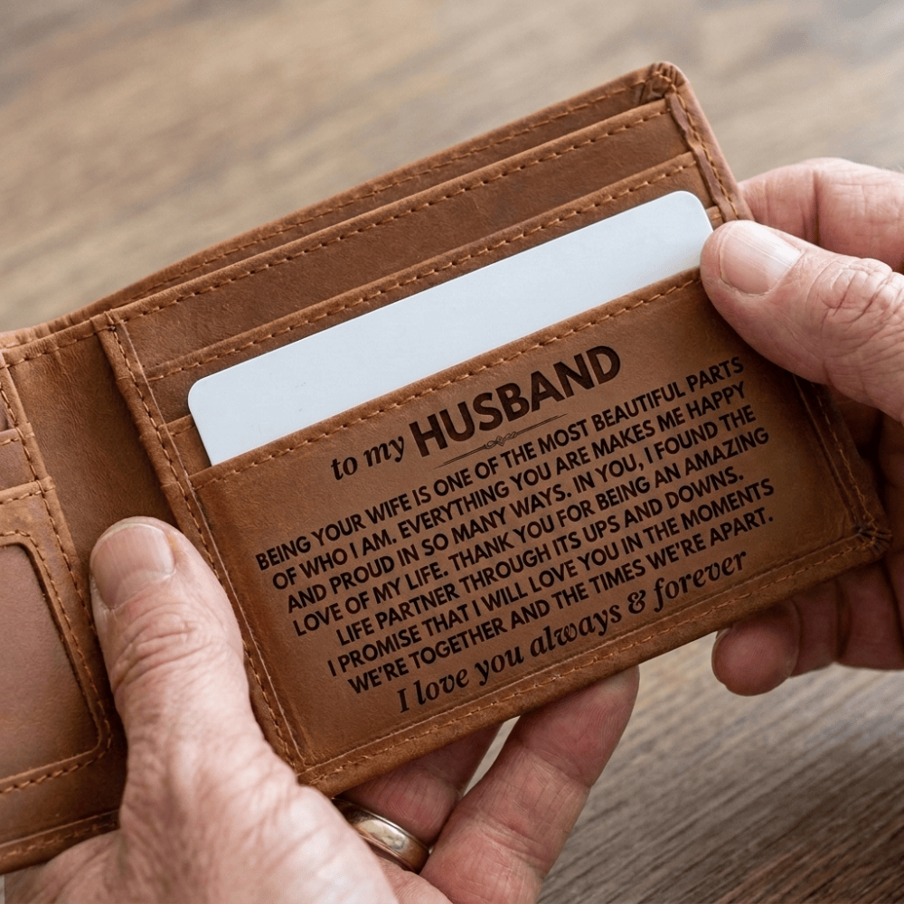 To My Husband - Being Your Wife - Engraved Premium Bi-fold Leather Wallet - SS626