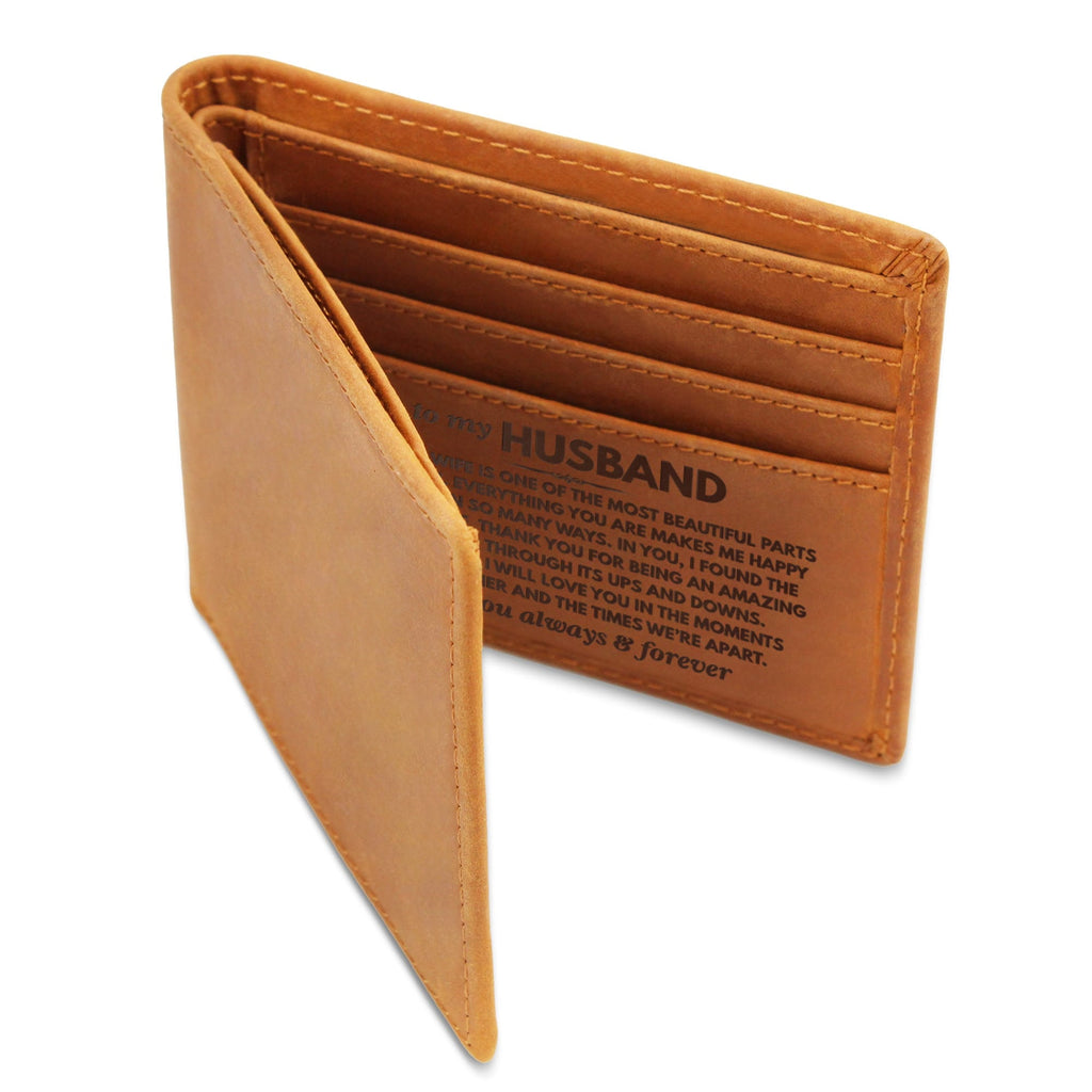 To My Husband - Being Your Wife - Engraved Premium Bi-fold Leather Wallet - SS626