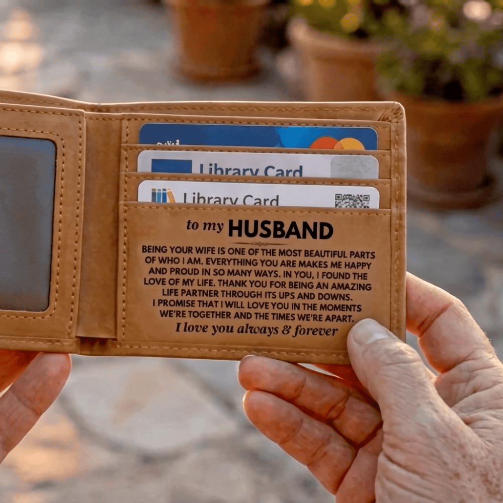 To My Husband - Being Your Wife - Engraved Premium Bi-fold Leather Wallet - SS626