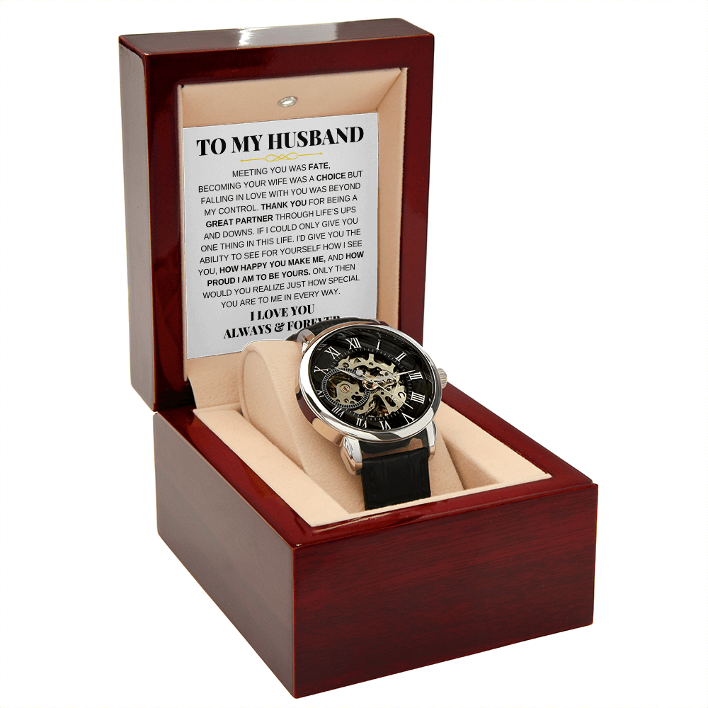To My Husband - Premium Automatic Openwork Watch - Gift Set - SS215