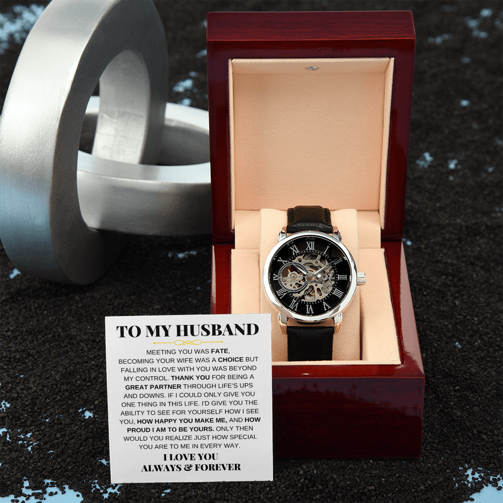To My Husband - Premium Automatic Openwork Watch - Gift Set - SS215