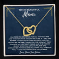 Forever linked hearts necklace for mom with keepsake message card