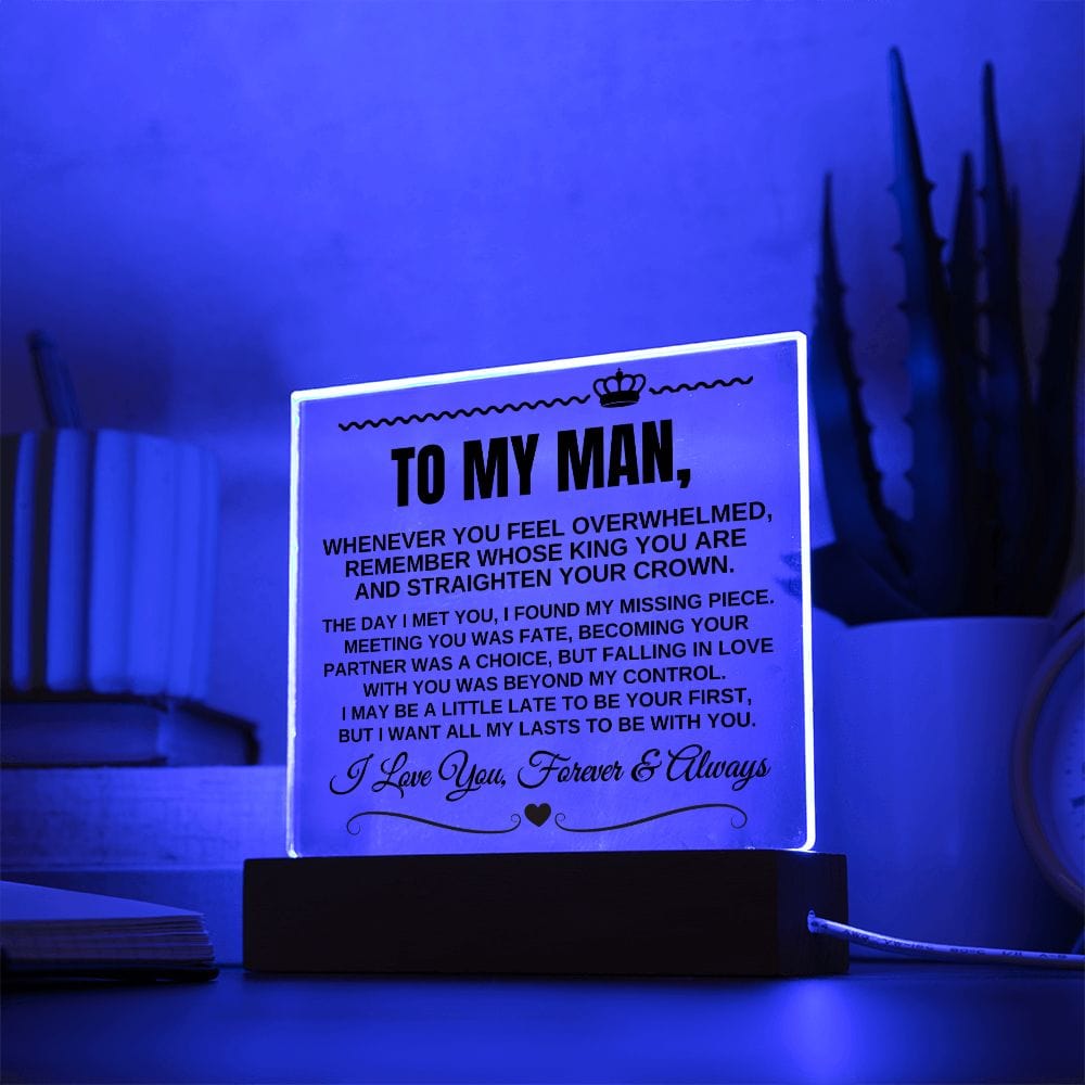 To My Man "I Love You Forever & Always" Acrylic LED Lamp - AC08