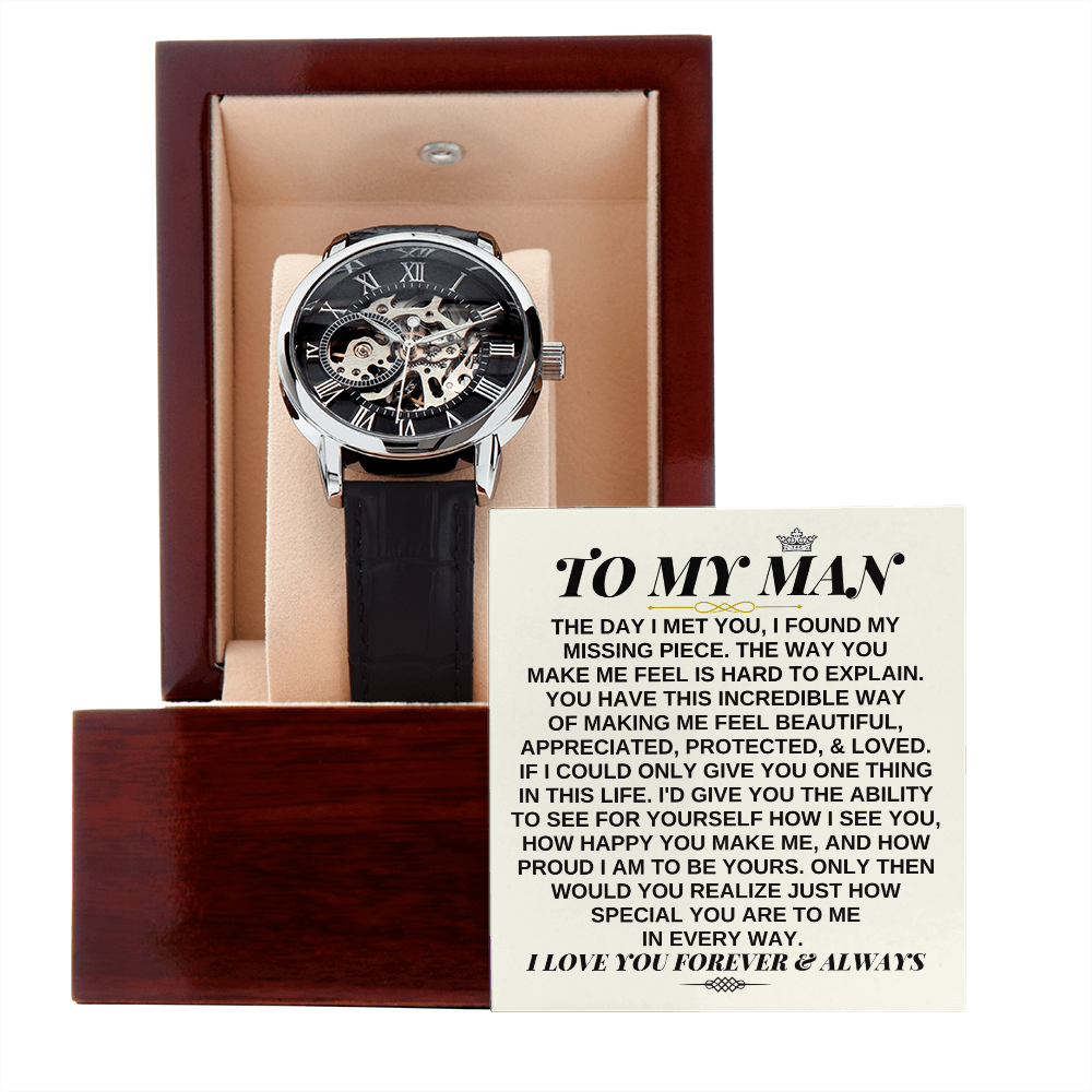 To My Man - Premium Automatic Openwork Watch - Gift Set - SS246