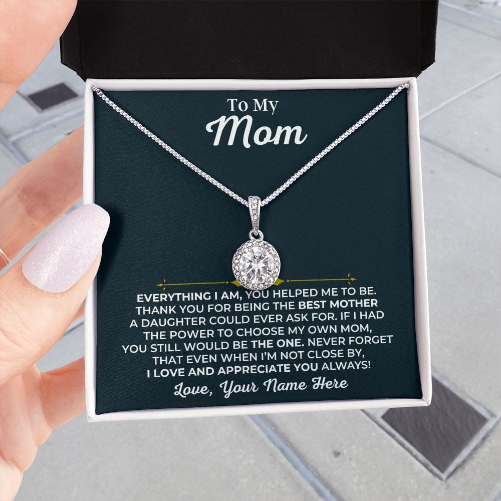 Best mother necklace from daughter with keepsake message card
