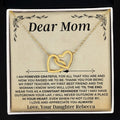 Twin hearts necklace from daughter to mom with keepsake message card