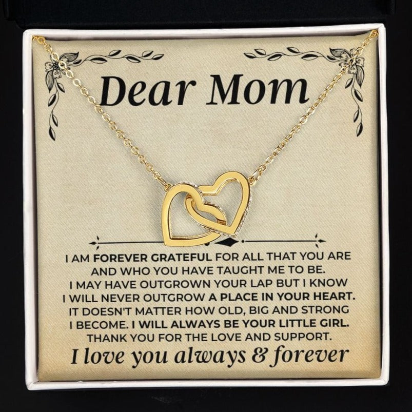 Linked hearts keepsake necklace from daughter to mom