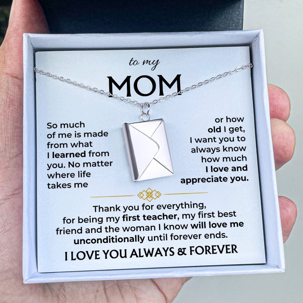 Love letter necklace for mom with keepsake message card