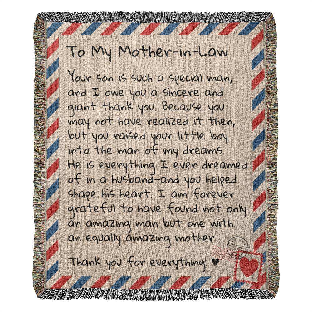 To My Mother-in-Law | 100% Cotton Woven Blanket | Giant Love Letter - WB07