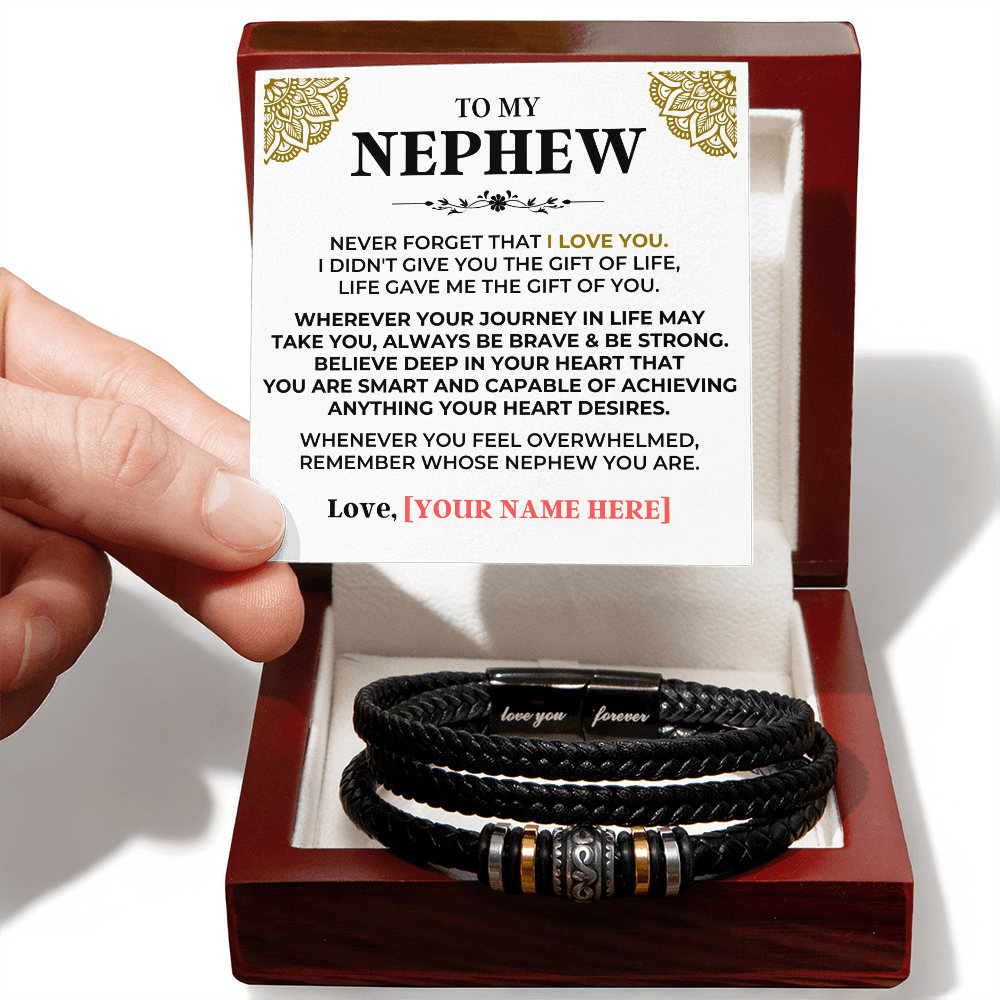 To My Nephew | Braided Leather Bracelet Gift Set - SS615