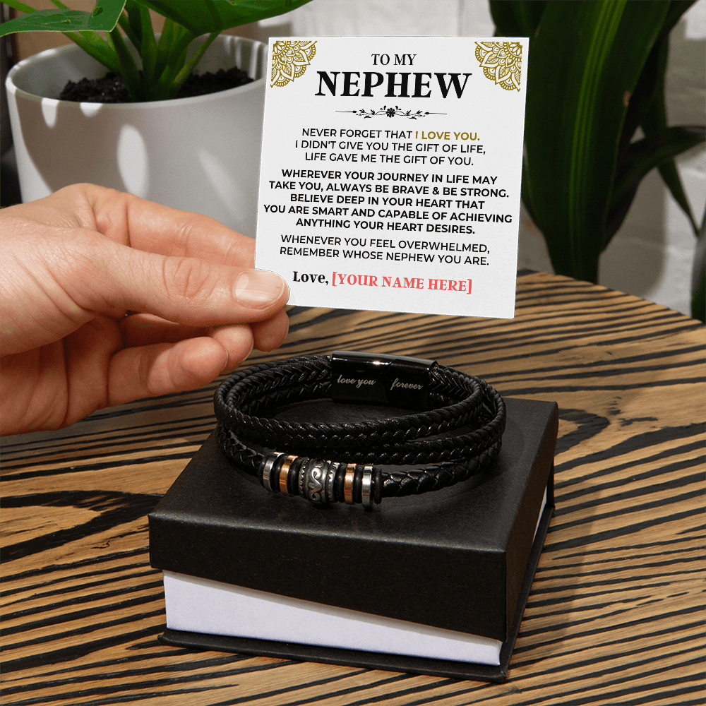 To My Nephew | Braided Leather Bracelet Gift Set - SS615