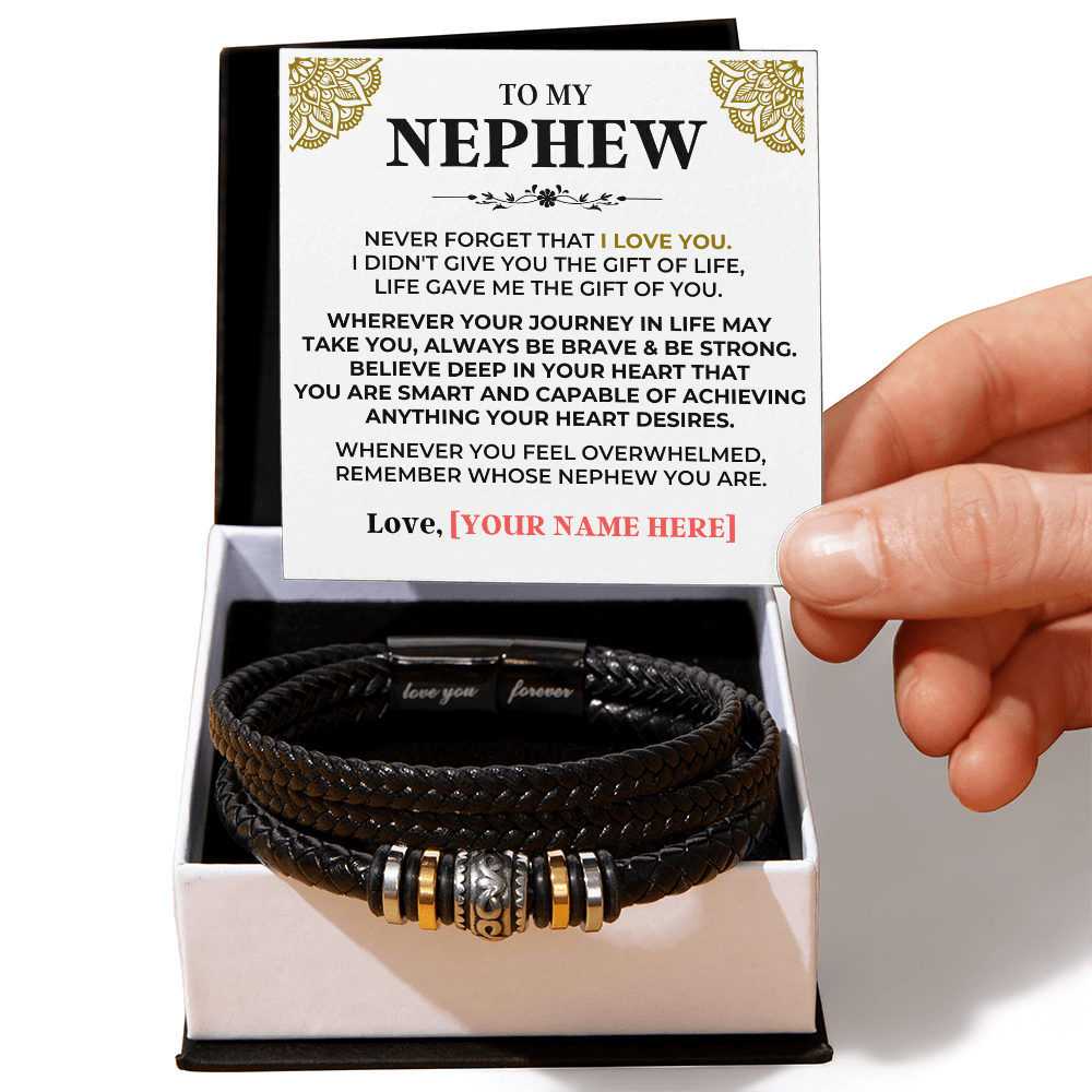 To My Nephew | Braided Leather Bracelet Gift Set - SS615