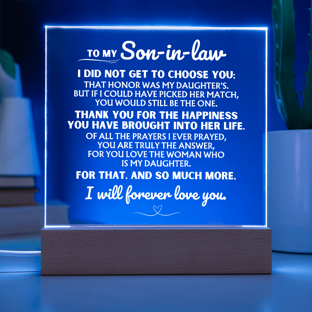 To My Son-in-Law  "Thank you for loving my daughter" Acrylic Night Lamp ❤️ AC52