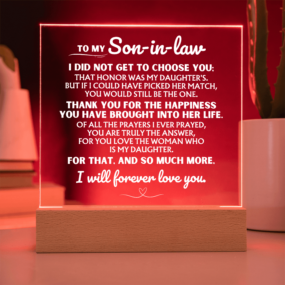 To My Son-in-Law  "Thank you for loving my daughter" Acrylic Night Lamp ❤️ AC52