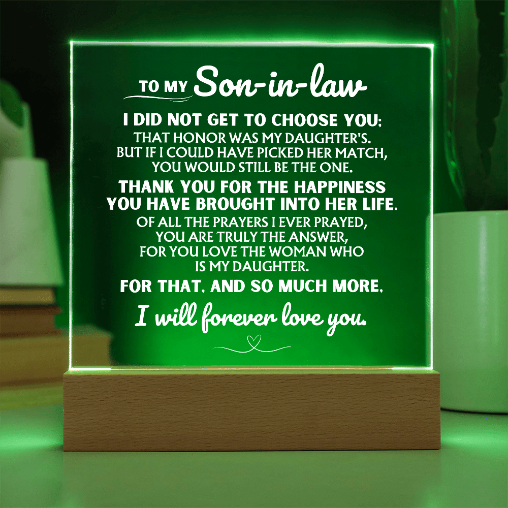 To My Son-in-Law  "Thank you for loving my daughter" Acrylic Night Lamp ❤️ AC52