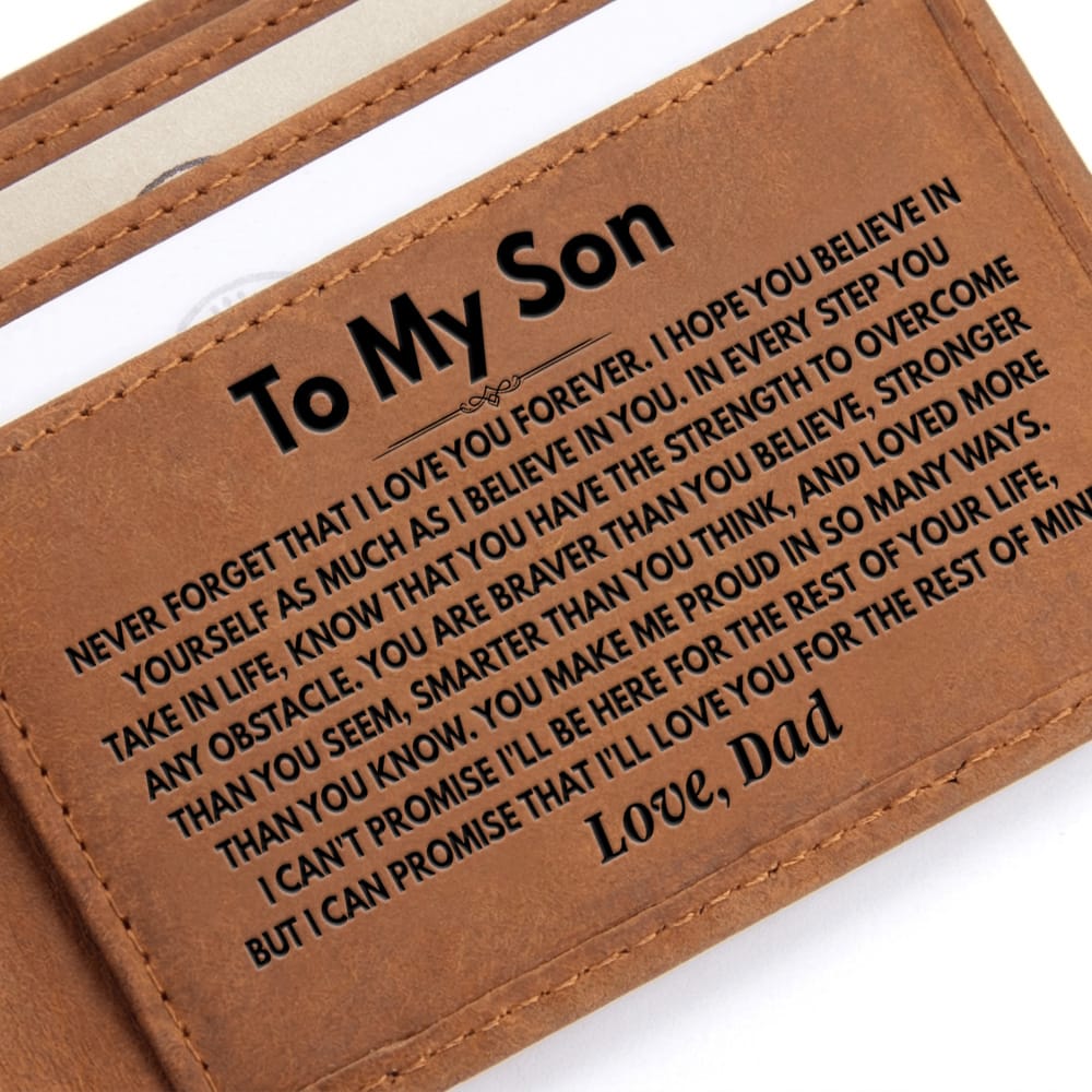 To My Son - Love, Dad - Engraved Premium Bi-fold Leather Wallet - SS542W