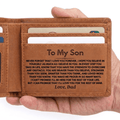 To My Son - Love, Dad - Engraved Premium Bi-fold Leather Wallet - SS542W