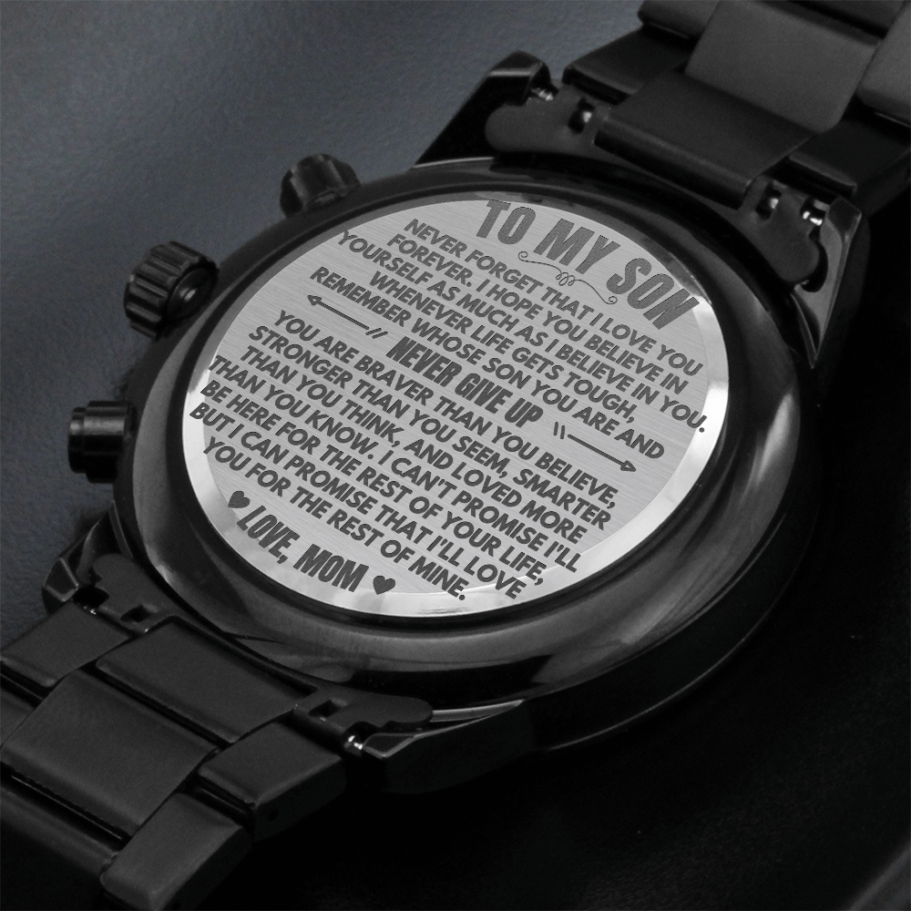 To My Son - Love, Mom - Engraved Chronograph Watch - SS492M