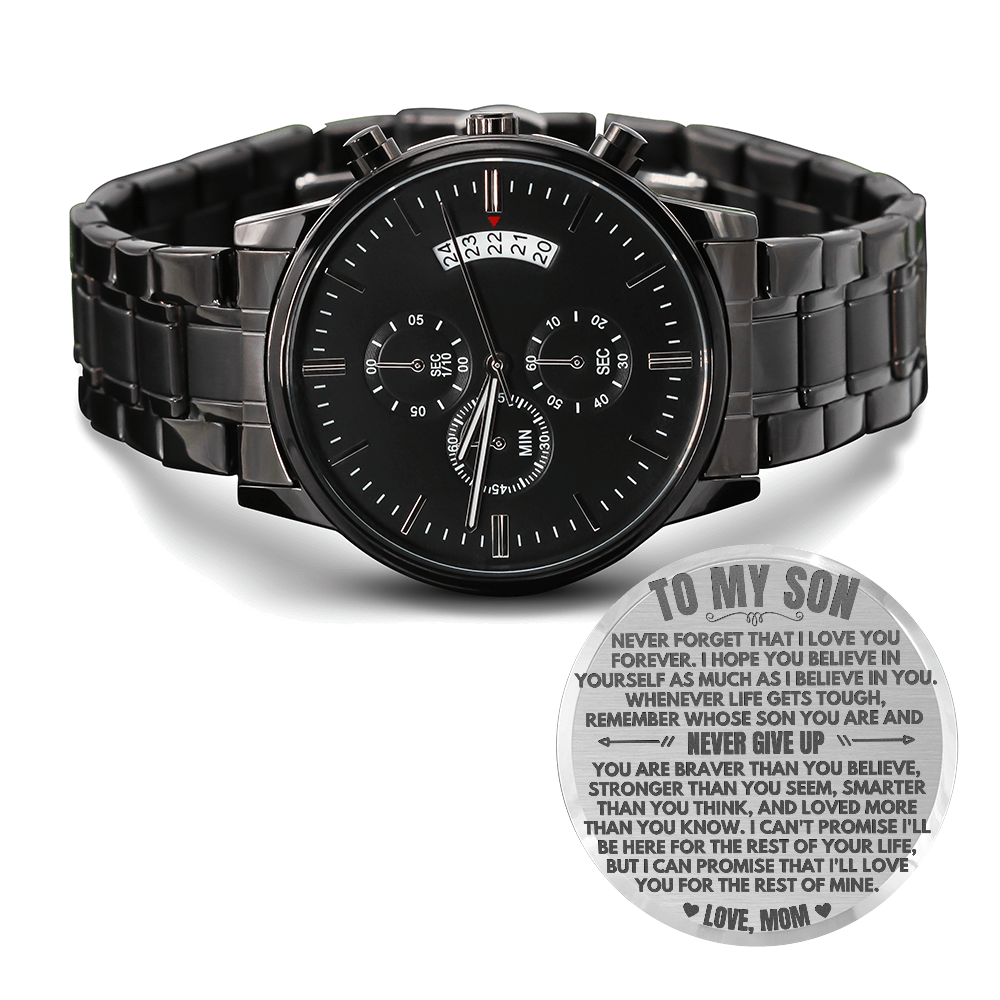 To My Son - Love, Mom - Engraved Chronograph Watch - SS492M