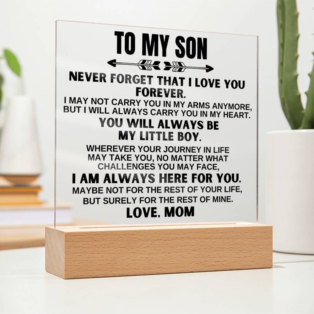 To My Son - Love Mom - LED-Lit Acrylic Plaque - AC23