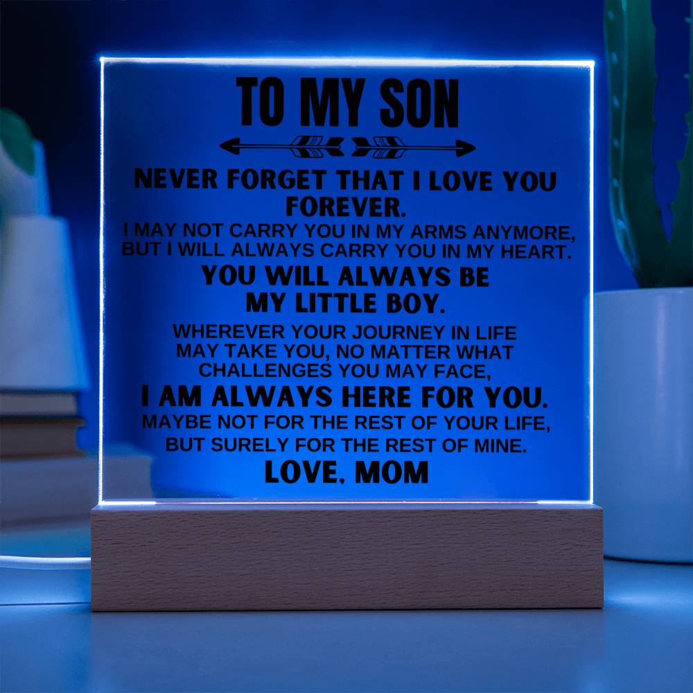 To My Son - Love Mom - LED-Lit Acrylic Plaque - AC23