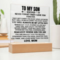 To My Son - Love Mom - LED-Lit Acrylic Plaque - AC24