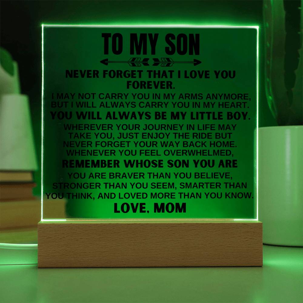 To My Son - Love Mom - LED-Lit Acrylic Plaque - AC24