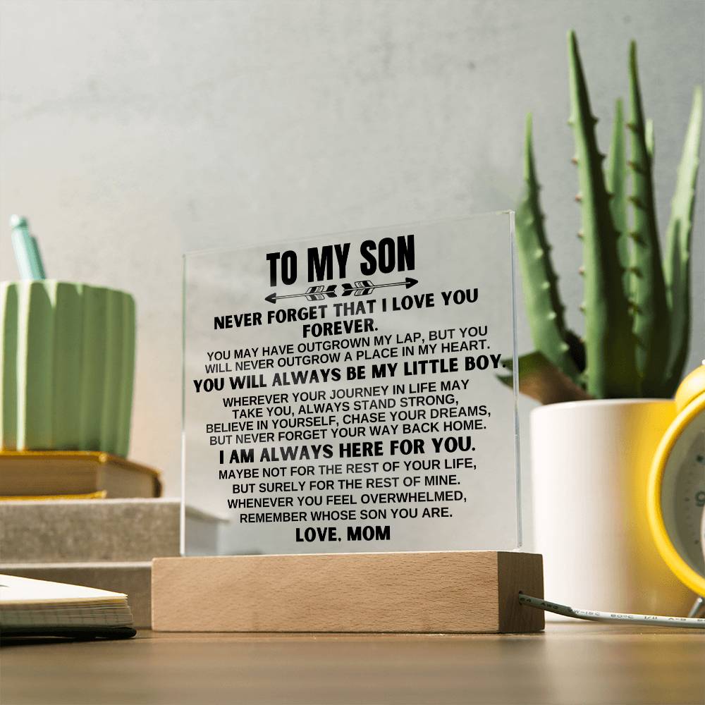 To My Son - Love Mom - LED-Lit Acrylic Plaque - AC25