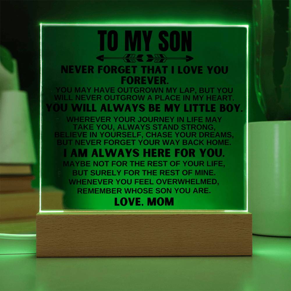 To My Son - Love Mom - LED-Lit Acrylic Plaque - AC25