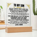 To My Son - Love Mom - LED-Lit Acrylic Plaque - AC27
